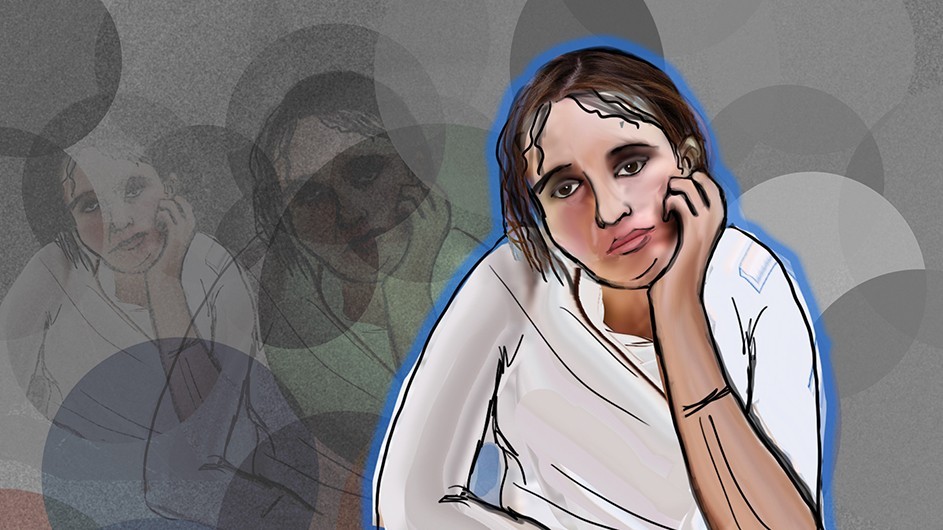 graphic of a girl looking bored