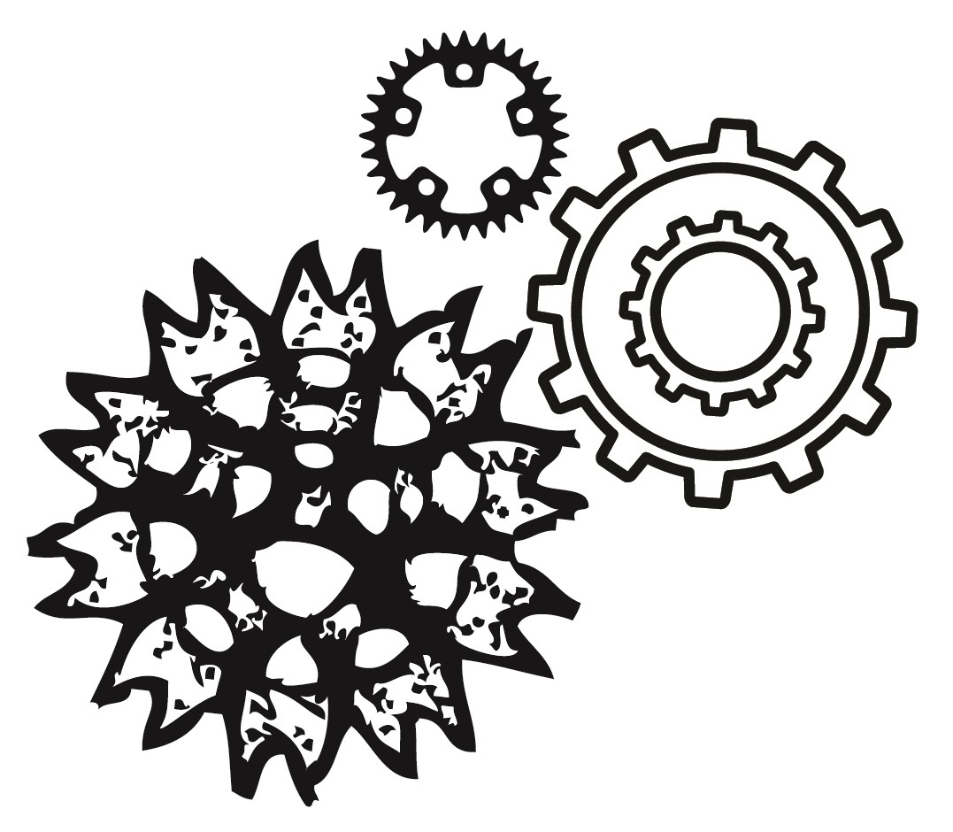 Center for Science and Society Logo, three gears that also look faintly biological