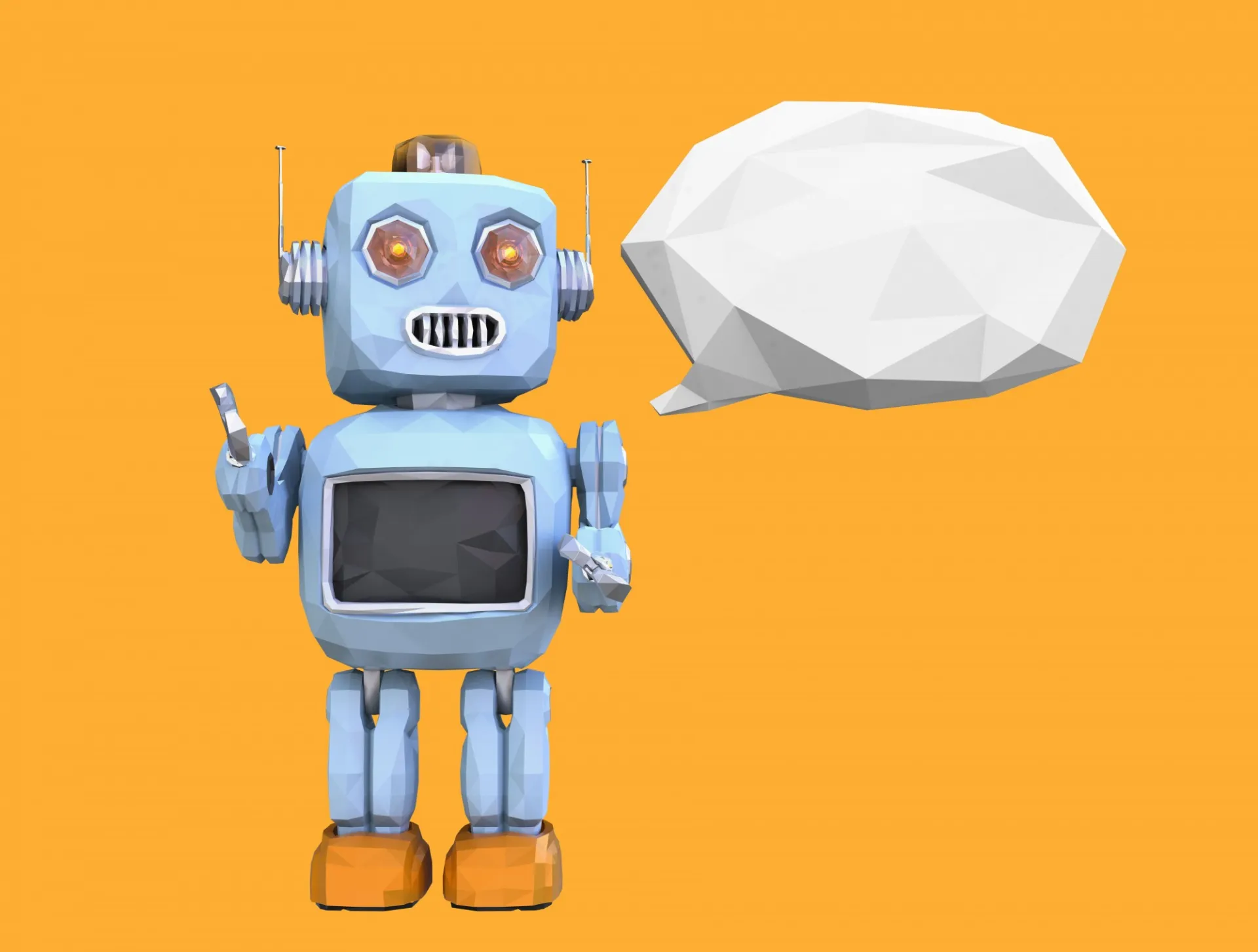 retro robot with empty speech bubble