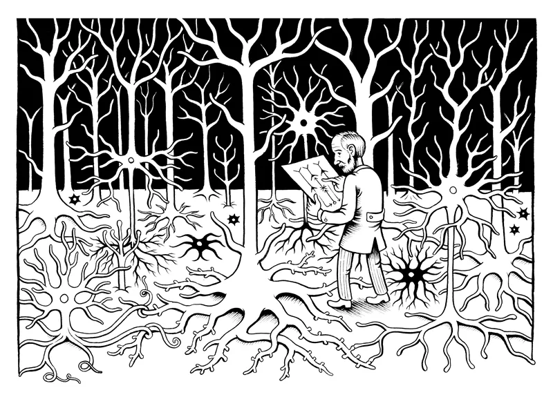 man in a neuron forest